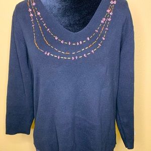 Crystal-Kobe Adorned Long Sleeved Sweater